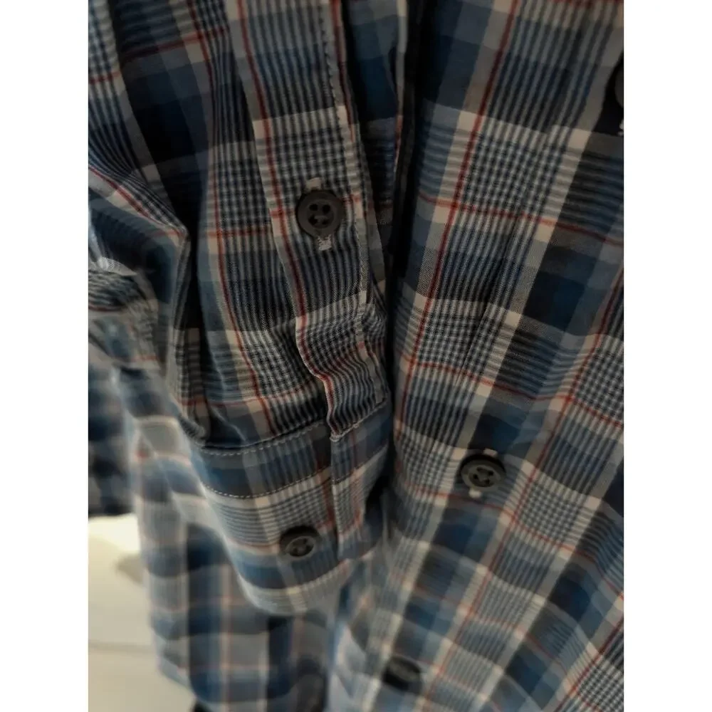 Banana Republic Men’s Size Large Long Sleeve Button Checkered Plaid Shirt Blue